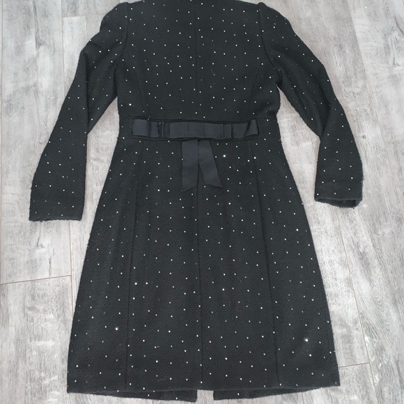 Elegant Black Sequins Wool Coat - Picture 6 of 6